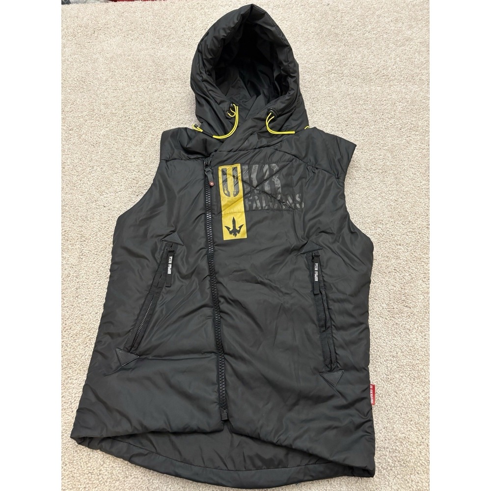 AVIATSIYA HALYCHYNY Unisex Warm Puffer Vest with Hood, Sleeveless Vest SZ M - Picture 1 of 6
